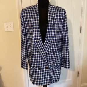 Blue, black and white blazer size 12